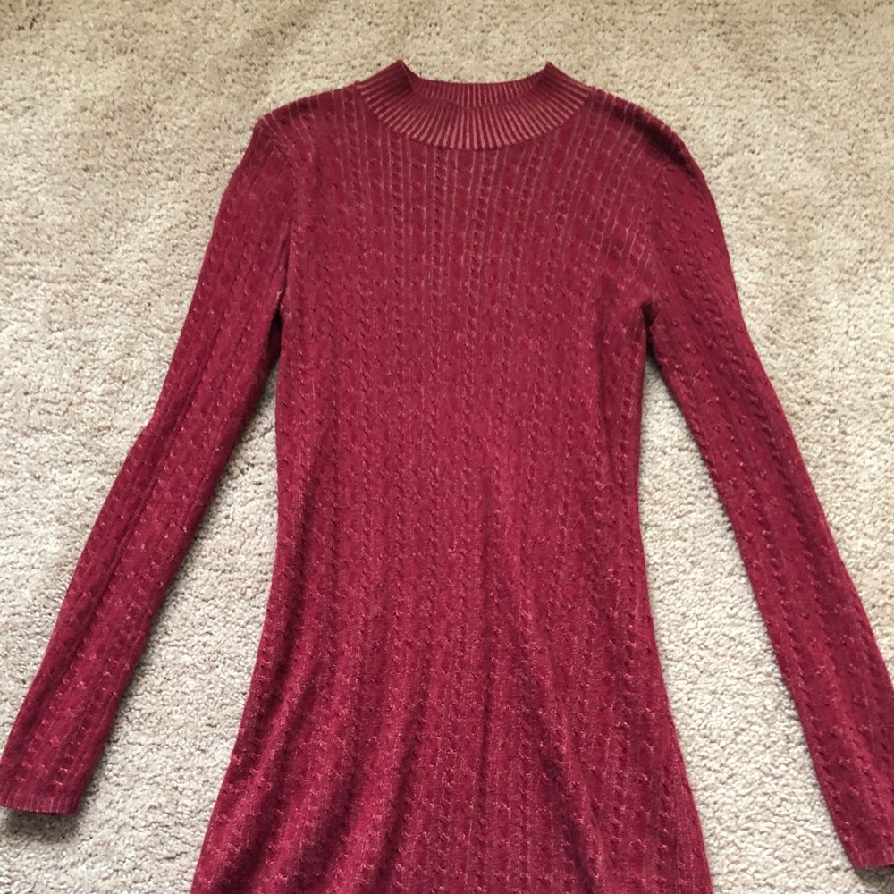 Maroon Textured Night-Out Dress